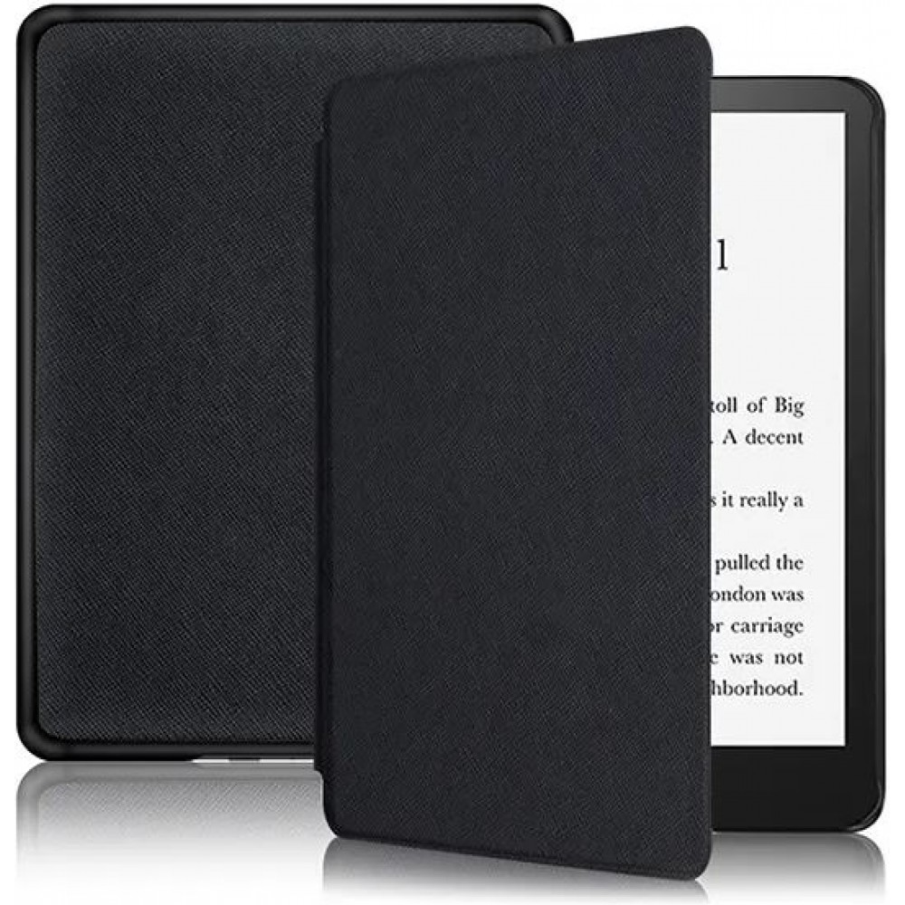 Coque Kindle Paperwhite 1 / 2 / 3 - Cuir synthétique hard-shell ultra fin et léger - Noir