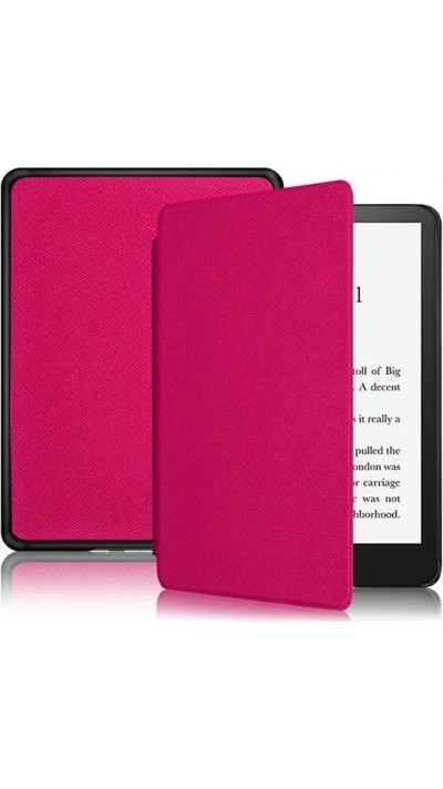 Coque Kindle Paperwhite 1 / 2 / 3 - Cuir synthétique hard-shell ultra fin et léger - Rose foncé