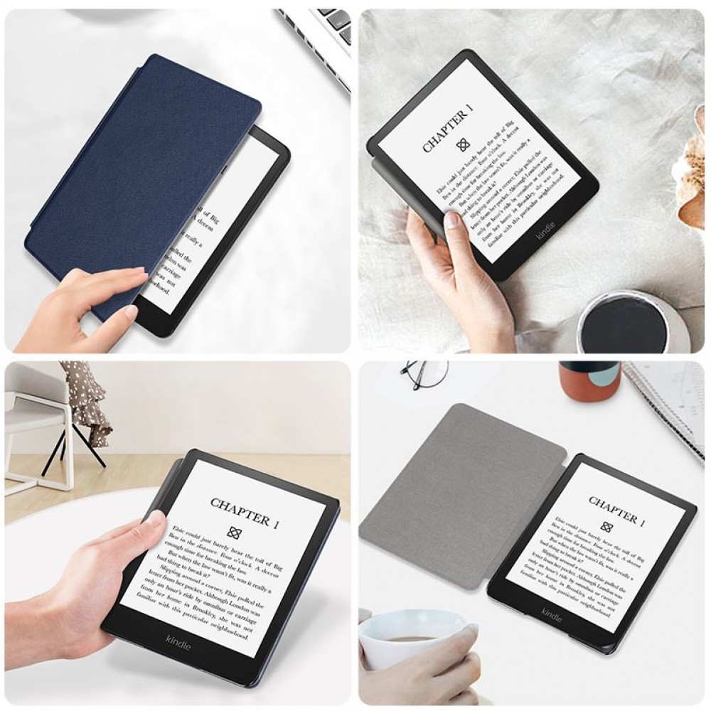 Coque Kindle Paperwhite 1 / 2 / 3 - Cuir synthétique hard-shell ultra fin et léger - Vert