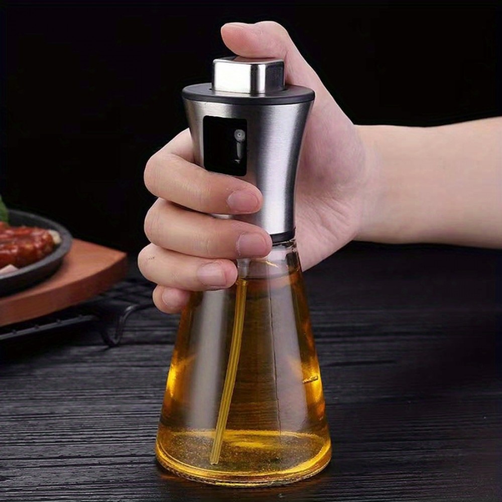 Bouteille spray en acier inoxydable et verre pour huile de cuisine et barbecue