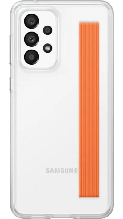 Coque Samsung Galaxy A33 5G - Samsung Slim Strap Cover - Coque fine avec attache grip orange - Transparent