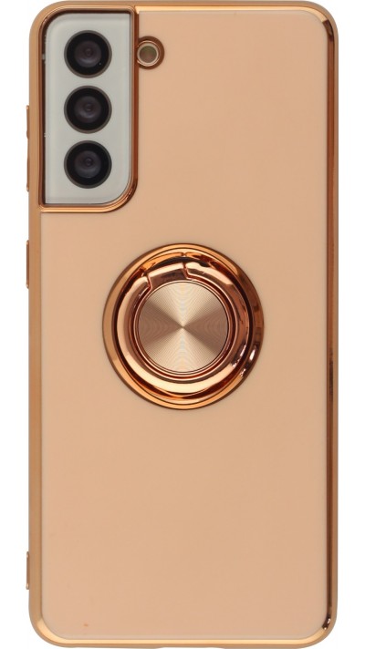 Coque Samsung Galaxy S25 - Gel Bronze avec anneau - Rose