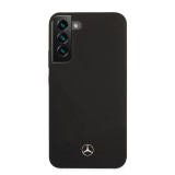 Coque Samsung Galaxy S22+ - Mercedes officielle en silicone soft touch et logo métallique en relief - Noir