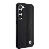 Coque Samsung Galaxy S23+ - BMW Signature Collection avec bandeau en cuir véritable et logo métallique - Noir