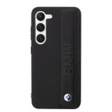 Coque Samsung Galaxy S23+ - BMW Signature Collection avec bandeau en cuir véritable et logo métallique - Noir