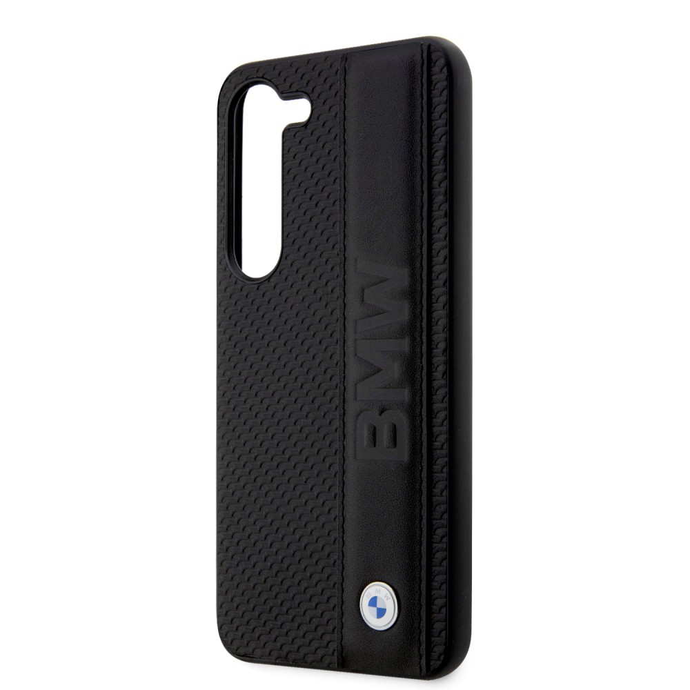 Coque Samsung Galaxy S23+ - BMW Signature Collection avec bandeau en cuir véritable et logo métallique - Noir