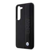 Coque Samsung Galaxy S23+ - BMW Signature Collection avec bandeau en cuir véritable et logo métallique - Noir