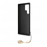 Coque Samsung Galaxy S23 Ultra - Guess toile similicuir monogramme logo métallique doré avec pendentif charm - Noir