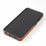 Coque Samsung Galaxy S24+ - Etui en silicone avec surface en similicuir et porte-monnaie pliable - Brun