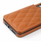 Coque Samsung Galaxy S24+ - Etui en silicone avec surface en similicuir et porte-monnaie pliable - Brun