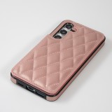 Coque Samsung Galaxy S24+ - Etui en silicone avec surface en similicuir et porte-monnaie pliable - Rose