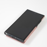 Coque Samsung Galaxy S24+ - Etui en silicone avec surface en similicuir et porte-monnaie pliable - Rose