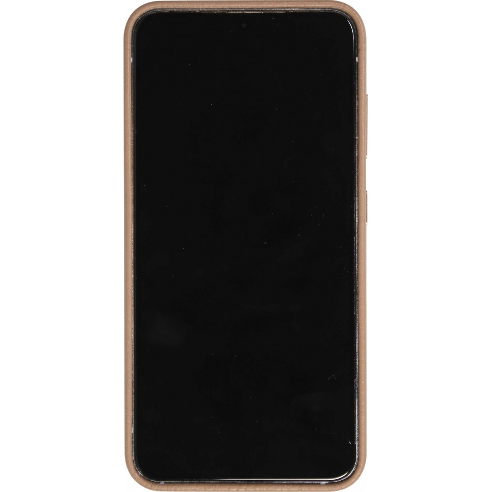 Coque Samsung Galaxy S24 - Cuir de veau luxe grainé intégral avec boutons métalliques et MagSafe - Beige