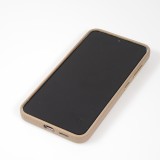 Coque Samsung Galaxy S24 - Cuir de veau luxe grainé intégral avec boutons métalliques et MagSafe - Beige