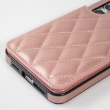 Coque Samsung Galaxy S24 - Etui en silicone avec surface en similicuir et porte-monnaie pliable - Rose