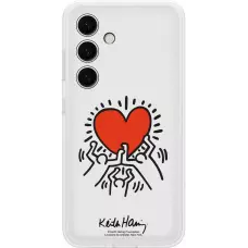 Galaxy S24 Case Hülle - Samsung Keith Haring Abbildung Herz und Rand Silikon weiss - Weiss