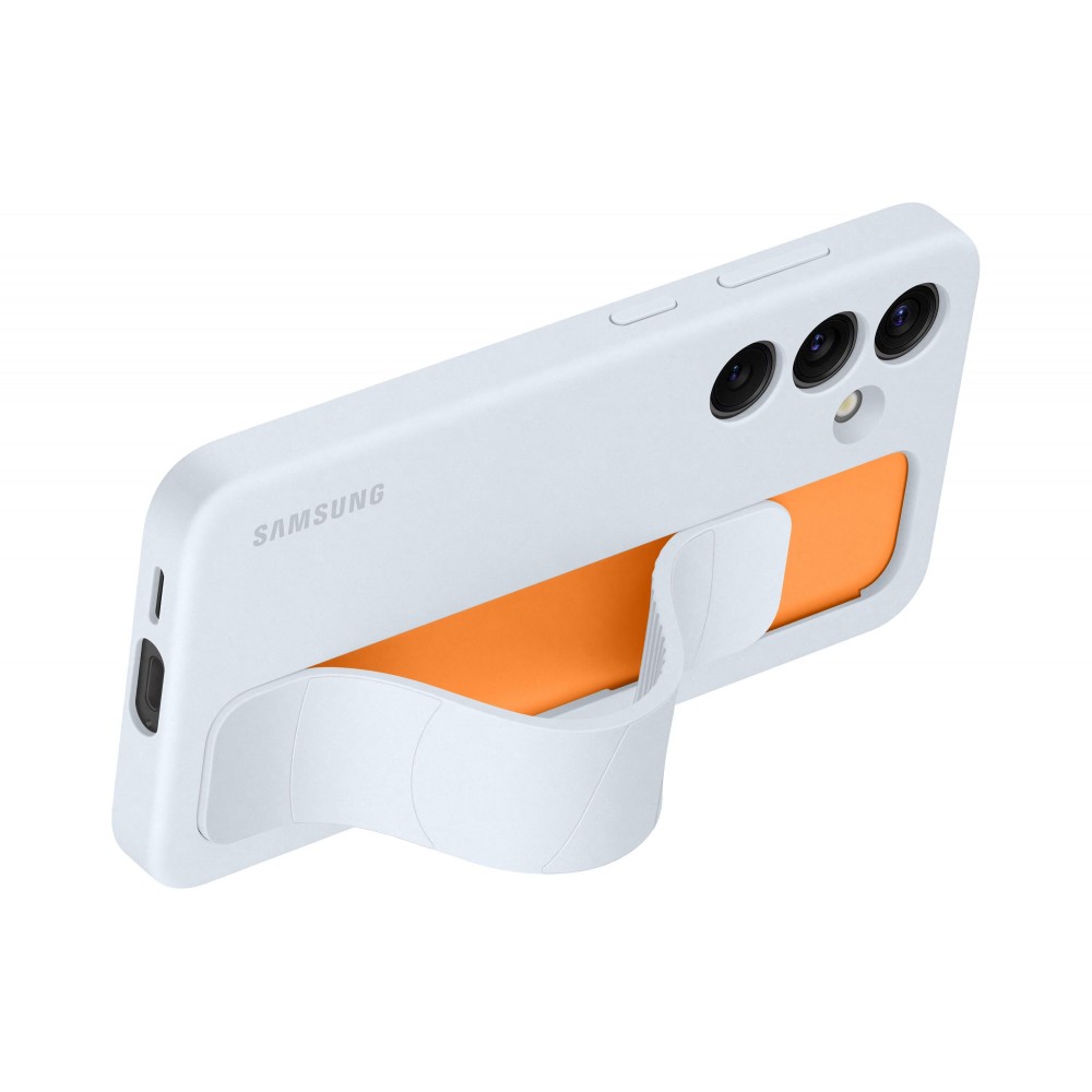 Coque Samsung Galaxy S24 - Samsung officielle en silicone soft touch avec support amovible intégré - Bleu clair