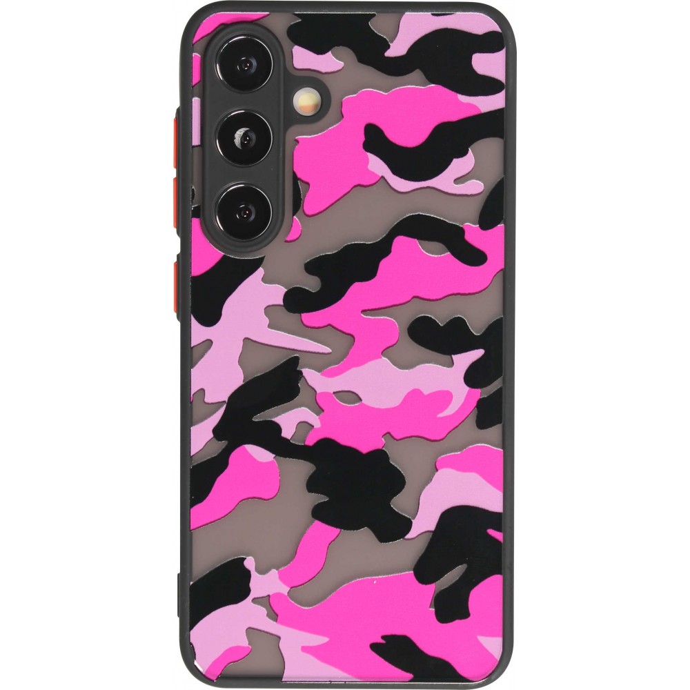 Coque Samsung Galaxy S24+ - Semi Transparent blurry Design Camouglage - Violet