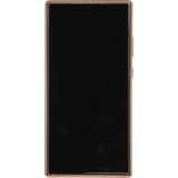 Galaxy S24 Ultra Case Hülle - Vollständig genarbtes Luxuskalbsleder mit Metallknöpfen und MagSafe - Beige