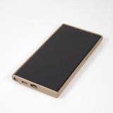 Galaxy S24 Ultra Case Hülle - Vollständig genarbtes Luxuskalbsleder mit Metallknöpfen und MagSafe - Beige