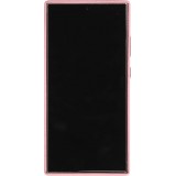 Coque Samsung Galaxy S24 Ultra - Cuir de veau luxe grainé intégral avec boutons métalliques et MagSafe - Rose