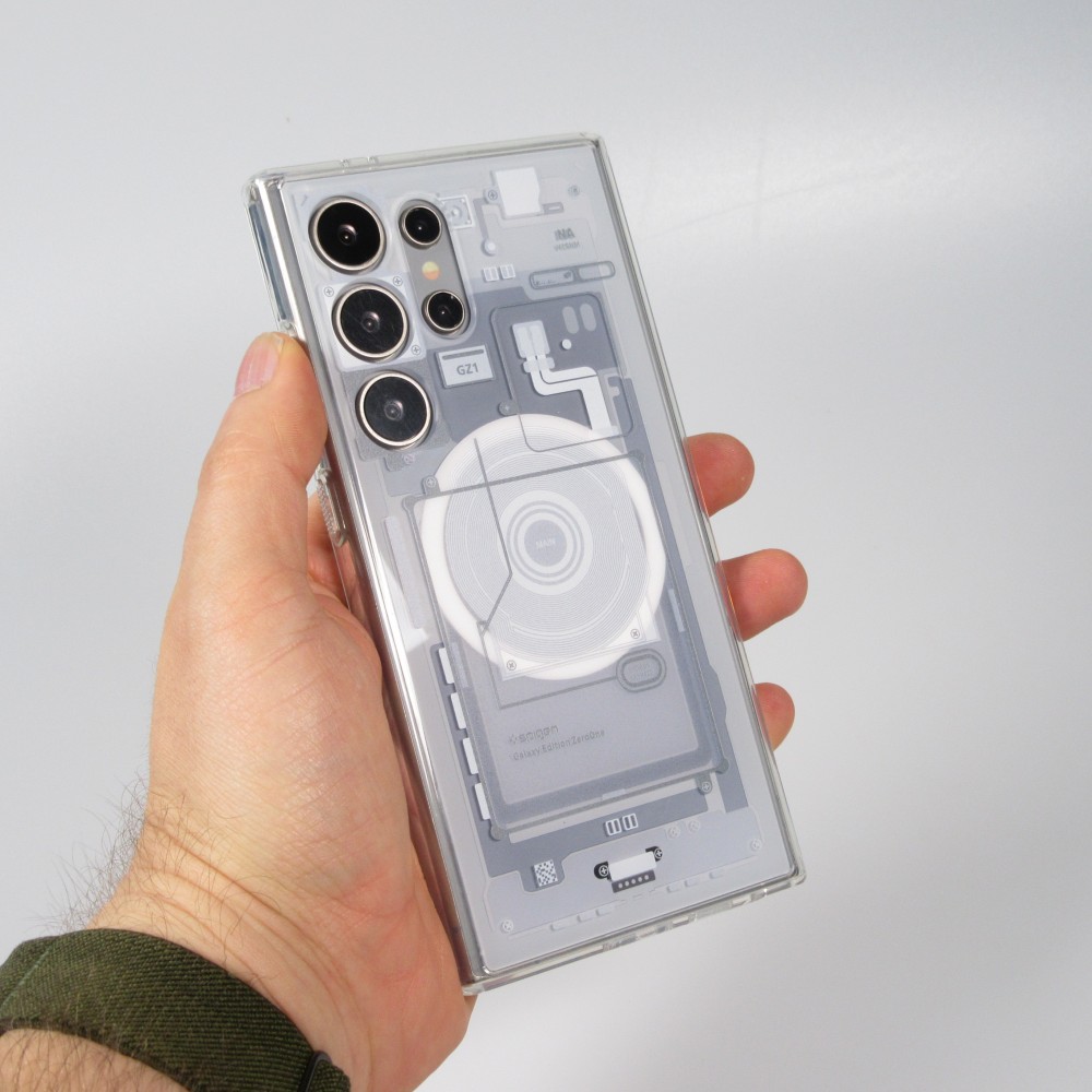 Coque Samsung Galaxy S24 Ultra - Gel silicone Machine Armor Galaxy Edition ZeroOne - Bleu clair