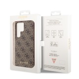 Coque Samsung Galaxy S23 Ultra - Guess toile similicuir monogramme logo métallique doré avec pendentif charm - Brun