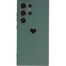 Coque Samsung Galaxy S24 Ultra - Silicone Mat Coeur doré - Vert foncé