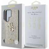Coque Samsung Galaxy S25 Ultra - Guess métal logo 4G glitter strass - Or