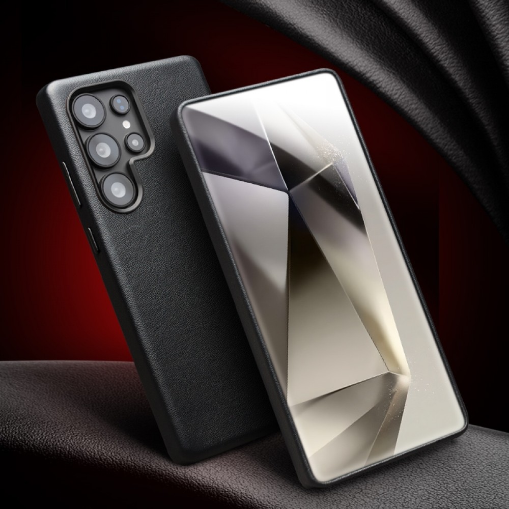Coque Samsung Galaxy S25 Ultra - Qialino cuir véritable (compatible MagSafe) - Noir
