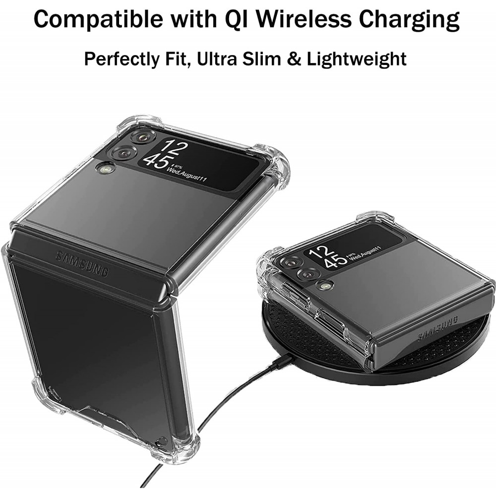 Coque Samsung Galaxy Z Flip3 5G - Gel Transparent Silicone Bumper anti-choc avec protections pour coins