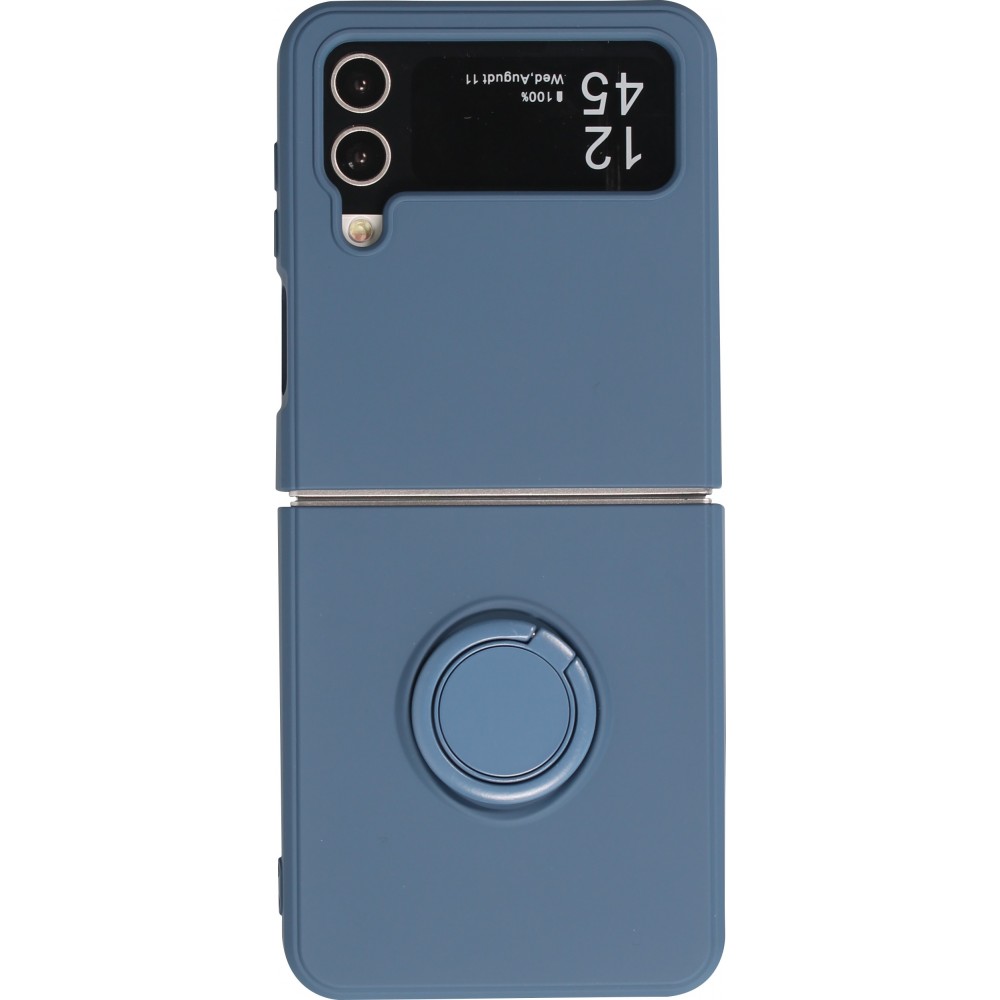 Coque Samsung Galaxy Z Flip4 - Soft Touch avec anneau - Bleu