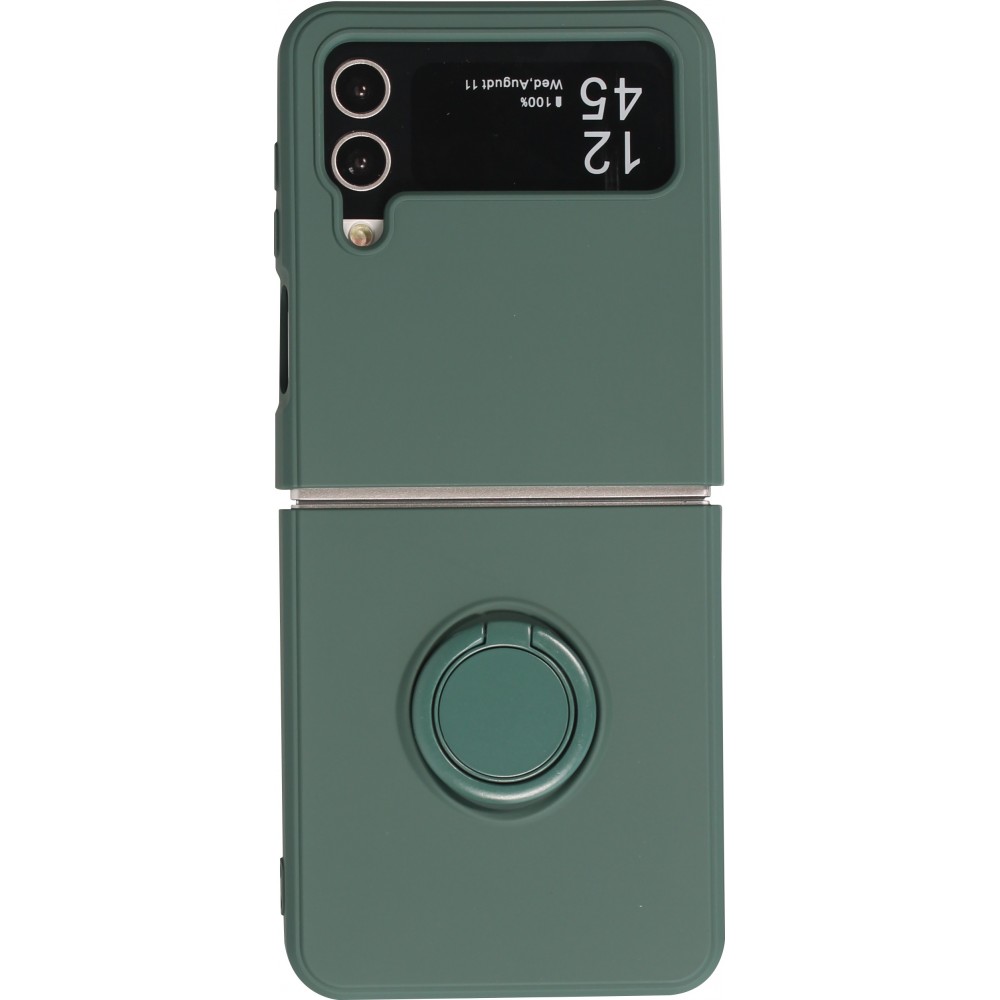 Coque Samsung Galaxy Z Flip4 - Soft Touch avec anneau - Vert foncé