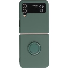 Coque Samsung Galaxy Z Flip4 - Soft Touch avec anneau - Vert foncé
