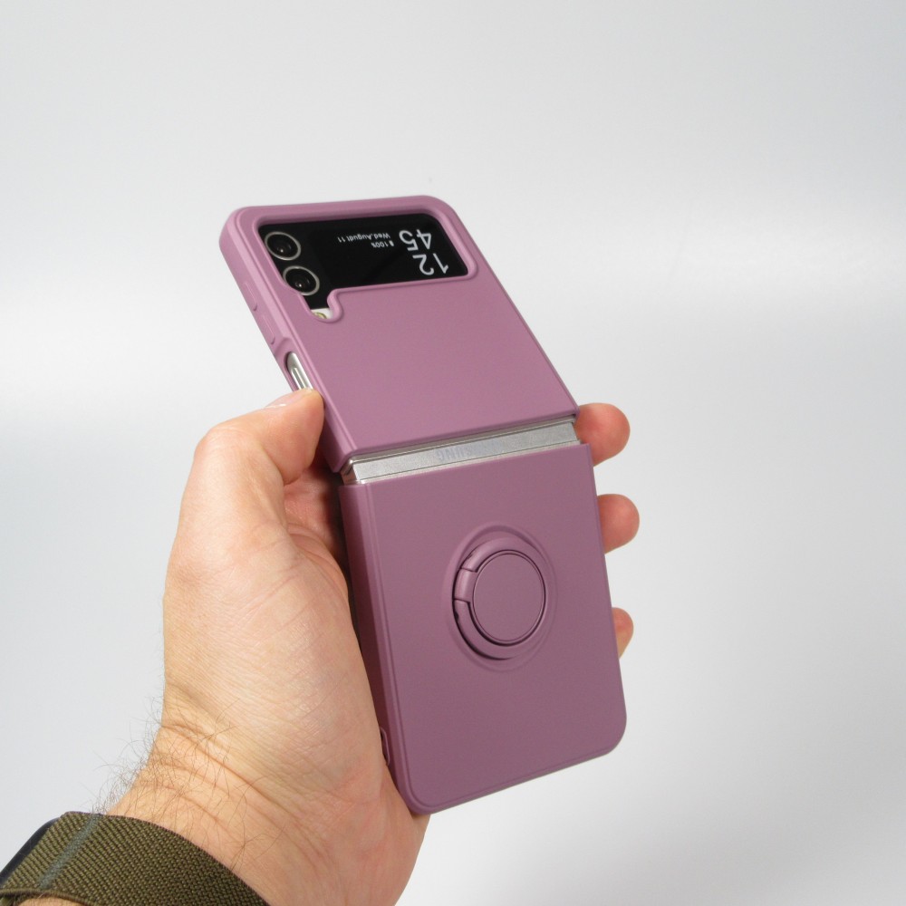 Coque Samsung Galaxy Z Flip4 - Soft Touch avec anneau - Violet foncé