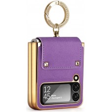 Coque Samsung Galaxy Z Flip4 - Luxury cuir anneau - Violet