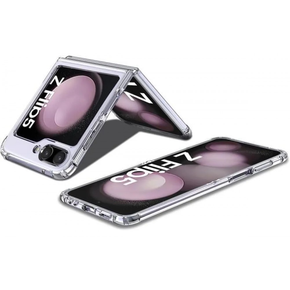 Coque Samsung Galaxy Z Flip5 - Gel Transparent Silicone Bumper anti-choc avec protections pour coins