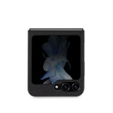 Coque Samsung Galaxy Z Flip5 - Karl Lagerfeld et Choupette similicuir saffiano avec logo métallique 3D - Noir