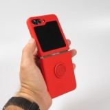 Coque Samsung Galaxy Z Flip5 - Soft Touch avec anneau - Rouge