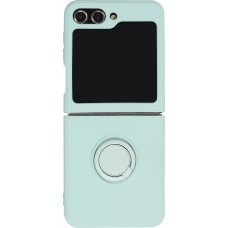 Coque Samsung Galaxy Z Flip5 - Soft Touch avec anneau - Turquoise