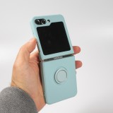 Coque Samsung Galaxy Z Flip5 - Soft Touch avec anneau - Turquoise