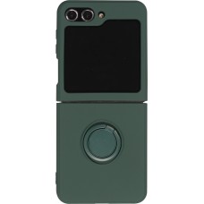 Coque Samsung Galaxy Z Flip5 - Soft Touch avec anneau - Vert foncé