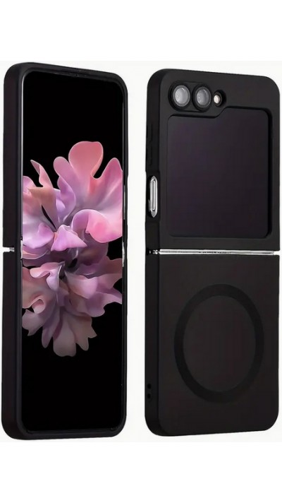 Coque Samsung Galaxy Z Flip6 - Silicone souple pliable avec MagSafe et protection caméra - Noir