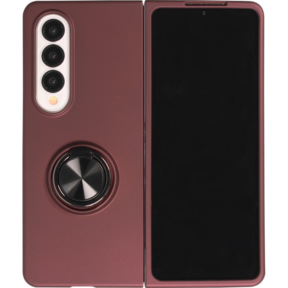 Coque Samsung Galaxy Z Fold4 - Plastique avec anneau de support - Bordeaux