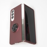 Coque Samsung Galaxy Z Fold4 - Plastique avec anneau de support - Bordeaux