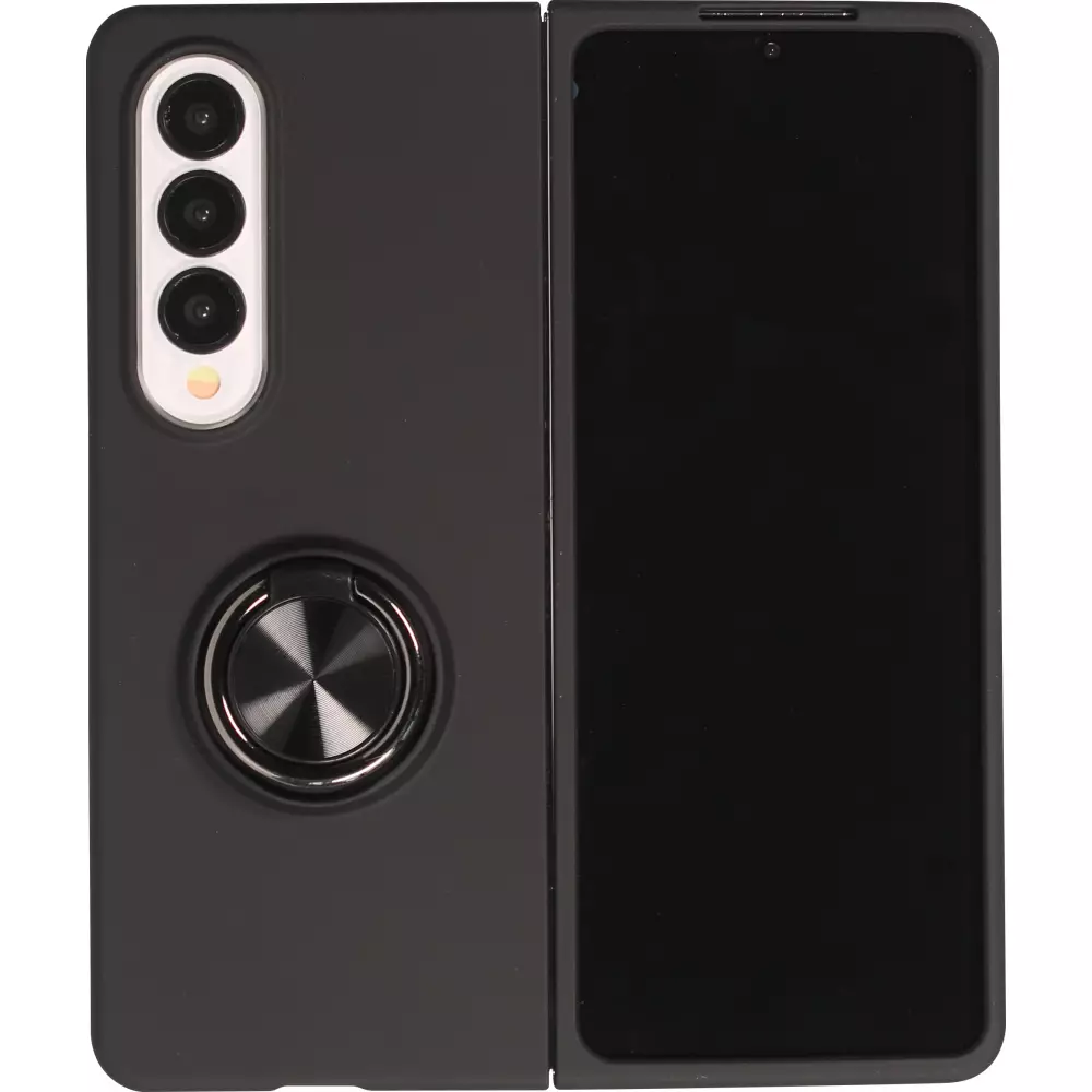 Galaxy Z Fold4 Case Hülle - Plastik mit Haltering - Schwarz