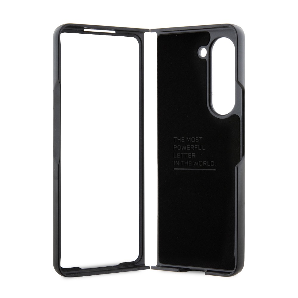 Coque Samsung Galaxy Z Fold5 - BMW M effet carbone et cuir avec logo métallique en relief - Noir
