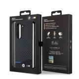 Coque Samsung Galaxy Z Fold5 - BMW M effet carbone et cuir avec logo métallique en relief - Noir