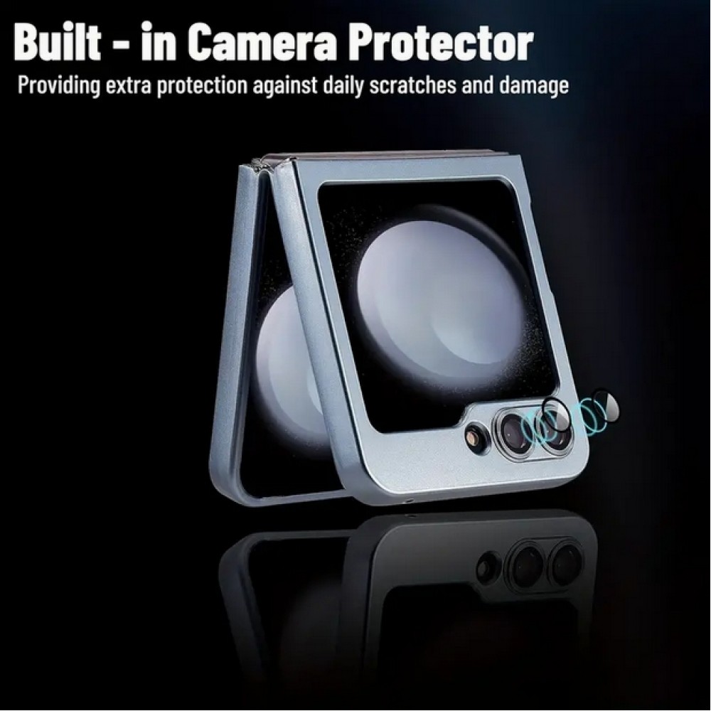 Coque Samsung Galaxy Z Flip6 - Silicone souple pliable avec MagSafe et protection caméra - Bleu