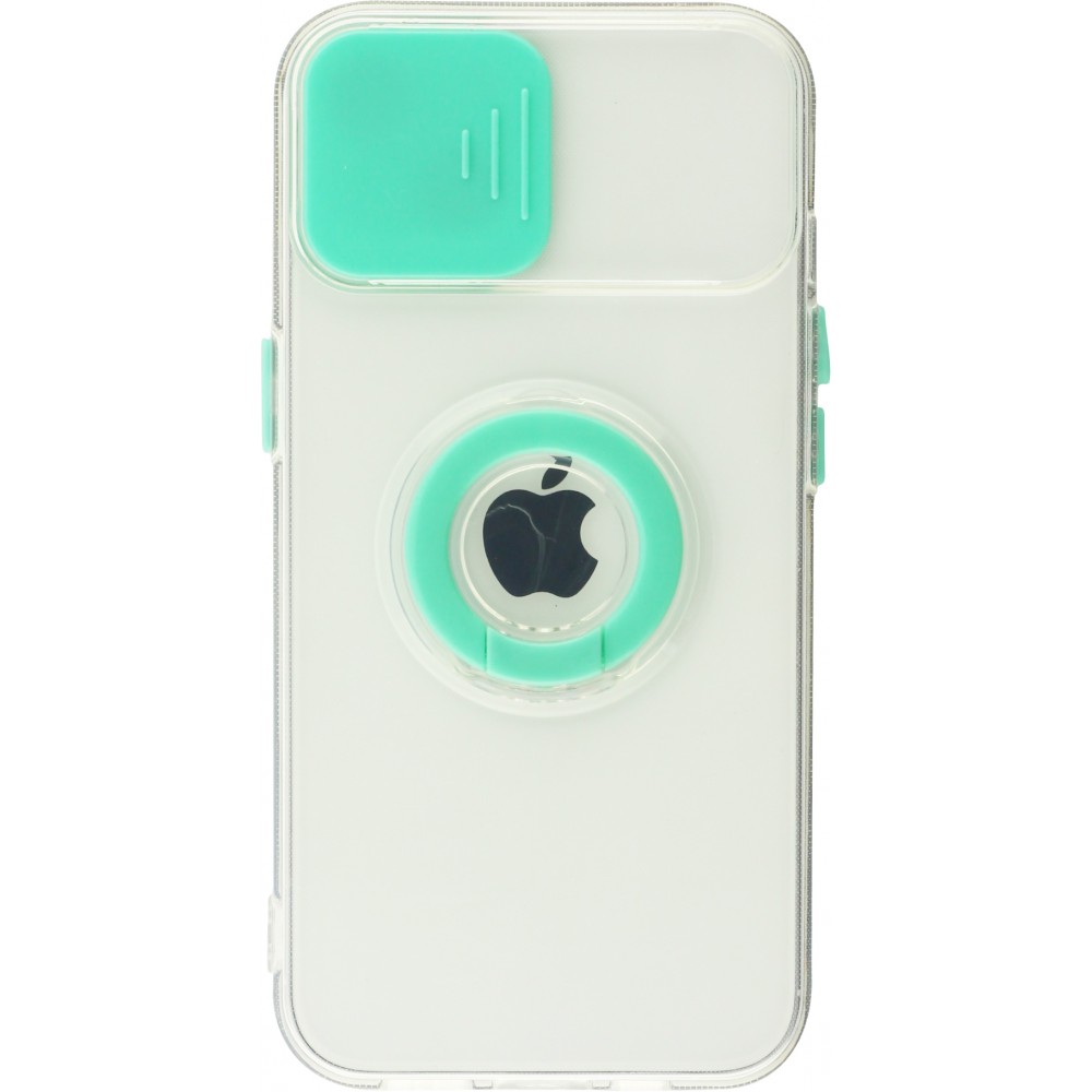Coque iPhone 14 - Caméra clapet avec anneau - Turquoise